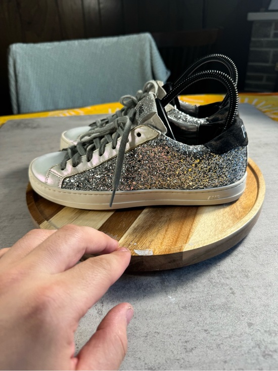 P448 Shoes - P448 John Leather Low Top Sneakers Made in Italy Glitter Gray Size 37 US 6.5